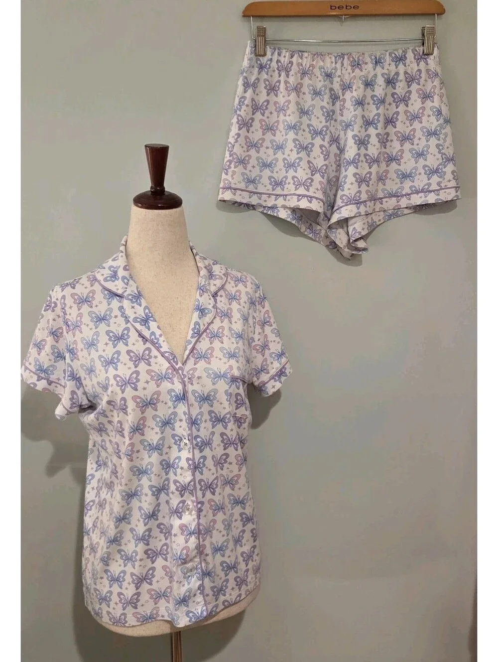 Roller Rabbit x Penny’s Flight XS Purple Pink Butterfly Polo Shorts Pajamas PJS